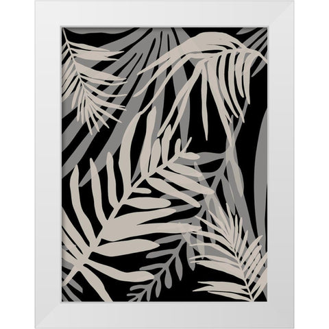 Black Glam Leaves 1 White Modern Wood Framed Art Print by Urban Epiphany