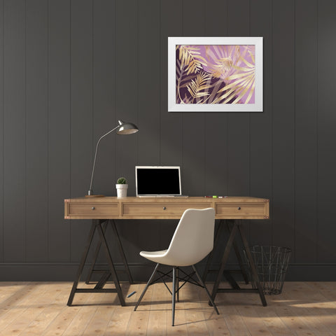 Glam Leaves Pink Purple White Modern Wood Framed Art Print by Urban Epiphany