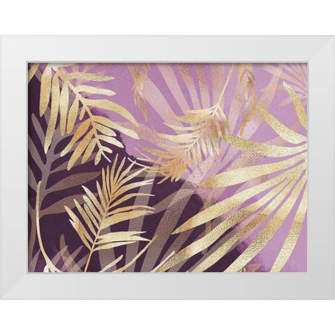 Glam Leaves Pink Purple White Modern Wood Framed Art Print by Urban Epiphany