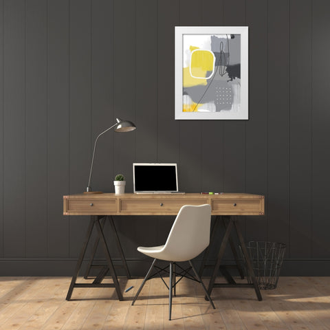 Modern Abstract Yellow Grey 1 White Modern Wood Framed Art Print by Urban Epiphany