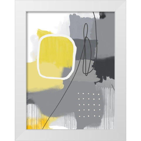 Modern Abstract Yellow Grey 1 White Modern Wood Framed Art Print by Urban Epiphany