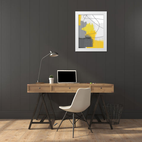 Modern Abstract Yellow Grey 2 White Modern Wood Framed Art Print by Urban Epiphany