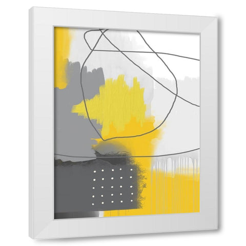 Modern Abstract Yellow Grey 2 White Modern Wood Framed Art Print by Urban Epiphany