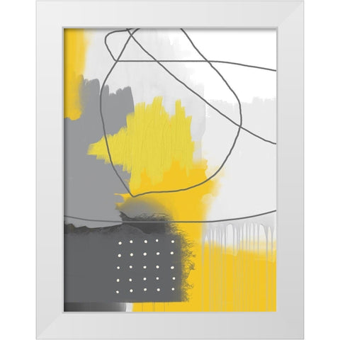Modern Abstract Yellow Grey 2 White Modern Wood Framed Art Print by Urban Epiphany