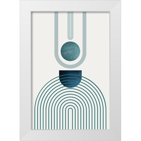 Mid CenturyModern Navy Teal 1 White Modern Wood Framed Art Print by Urban Epiphany