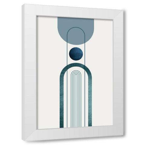 Mid CenturyModern Navy Teal 3 White Modern Wood Framed Art Print by Urban Epiphany