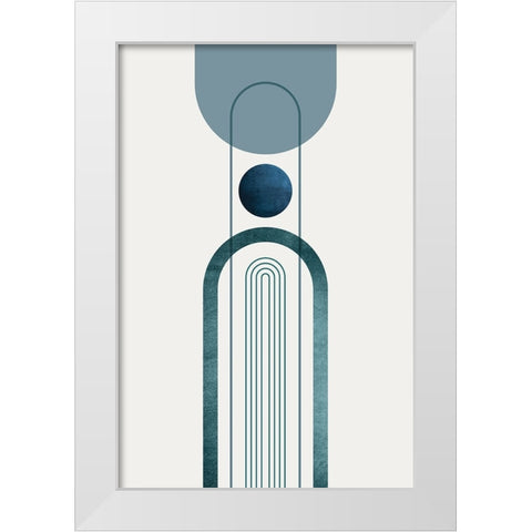 Mid CenturyModern Navy Teal 3 White Modern Wood Framed Art Print by Urban Epiphany
