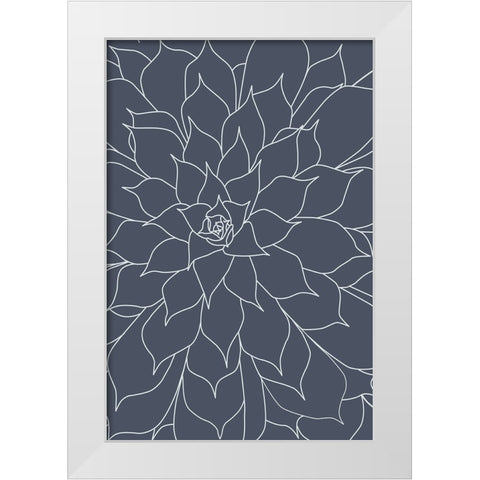Succulent Midnight Blue White Modern Wood Framed Art Print by Urban Epiphany