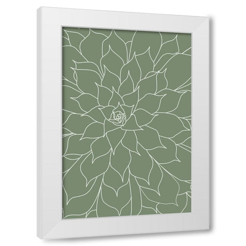 Succulent Sage Green White Modern Wood Framed Art Print by Urban Epiphany