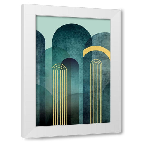 MidCentury Arches Teal White Modern Wood Framed Art Print by Urban Epiphany