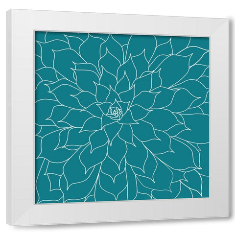 Succulent Turquoise White Modern Wood Framed Art Print by Urban Epiphany