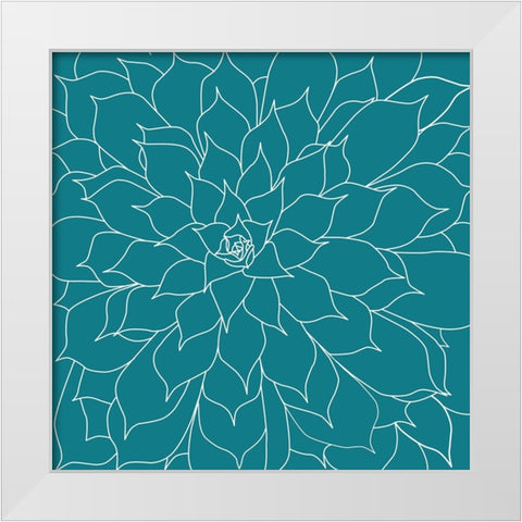 Succulent Turquoise White Modern Wood Framed Art Print by Urban Epiphany