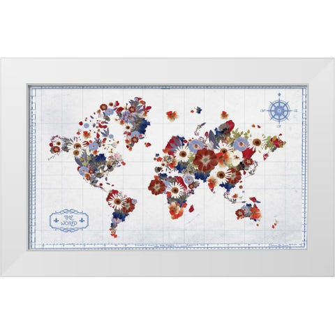Floral Map 2 White Modern Wood Framed Art Print by Brown, Victoria
