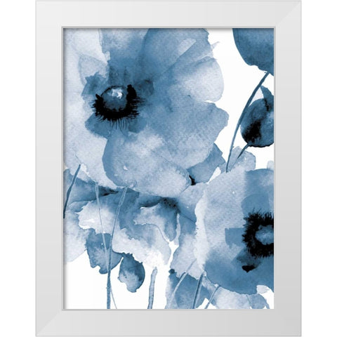 Raining Flowers White Modern Wood Framed Art Print by Brown, Victoria