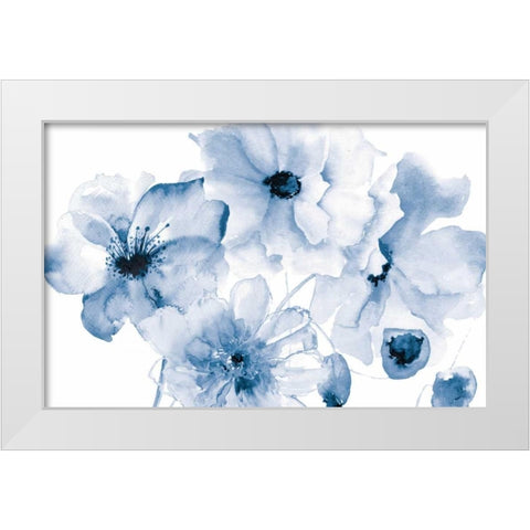 Flowering Blue White Modern Wood Framed Art Print by Brown, Victoria