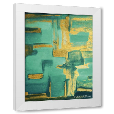 Golden Teal White Modern Wood Framed Art Print by Brown, Victoria