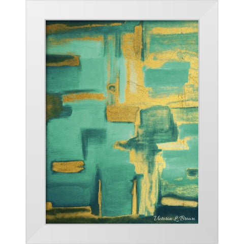 Golden Teal White Modern Wood Framed Art Print by Brown, Victoria