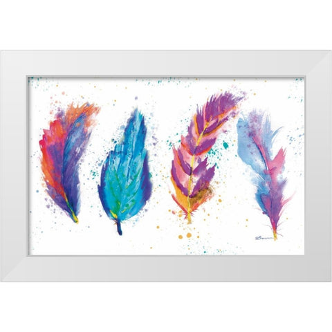 Feathers White Modern Wood Framed Art Print by Brown, Victoria