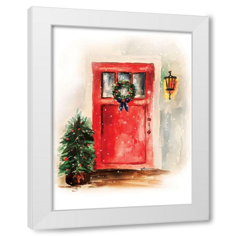Christmas Door White Modern Wood Framed Art Print by Brown, Victoria