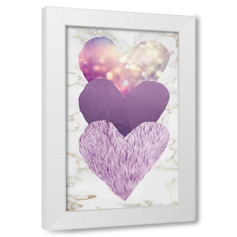 Triple Heart Purple White Modern Wood Framed Art Print by Brown, Victoria