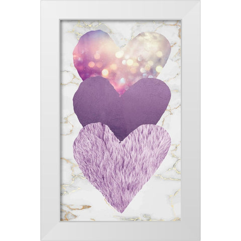 Triple Heart Purple White Modern Wood Framed Art Print by Brown, Victoria