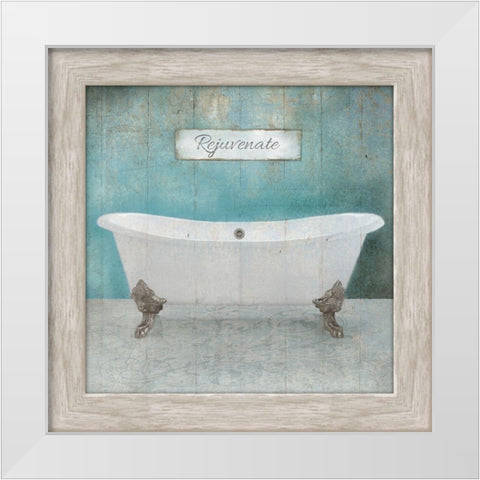 Wood Framed Aqua Bath White Modern Wood Framed Art Print by Brown, Victoria