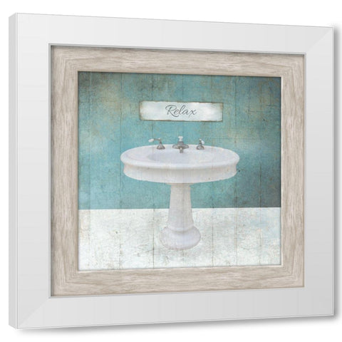 Wood Framed Aqua Bath Sink White Modern Wood Framed Art Print by Brown, Victoria