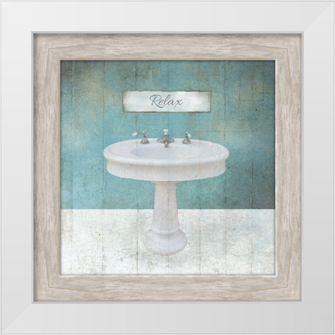Wood Framed Aqua Bath Sink White Modern Wood Framed Art Print by Brown, Victoria
