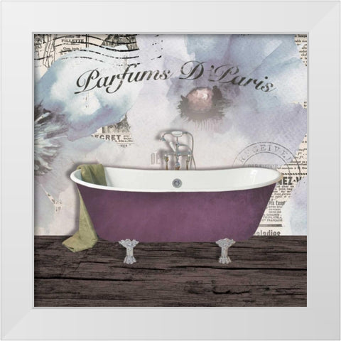 Watercolor Bath White Modern Wood Framed Art Print by Brown, Victoria