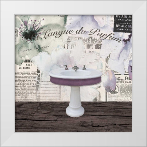 Watercolor Bath 2 White Modern Wood Framed Art Print by Brown, Victoria