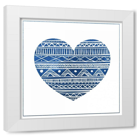 Indigo Tribal Heart 1 White Modern Wood Framed Art Print by Brown,Victoria