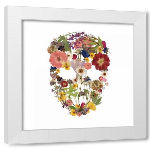 Flowerskull 3 White Modern Wood Framed Art Print by Brown, Victoria