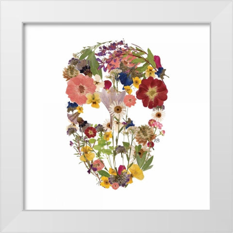 Flowerskull 3 White Modern Wood Framed Art Print by Brown, Victoria