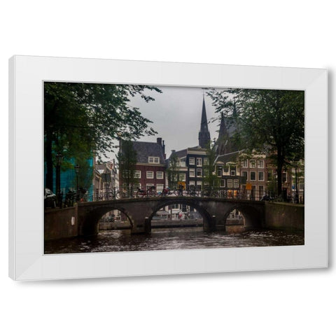 Amsterdam Bridge White Modern Wood Framed Art Print by Kostka, Vladimir