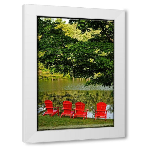 A Family Of Adirondak Chairs White Modern Wood Framed Art Print by Foschino, Suzanne