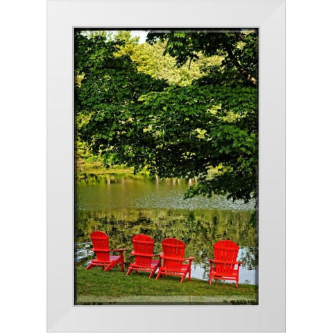 A Family Of Adirondak Chairs White Modern Wood Framed Art Print by Foschino, Suzanne