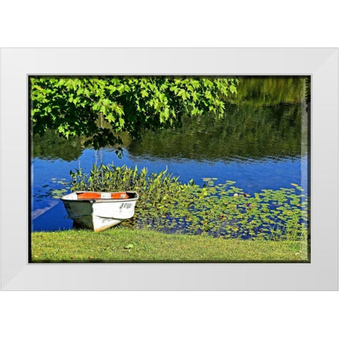 Country Pond Row Boat White Modern Wood Framed Art Print by Foschino, Suzanne
