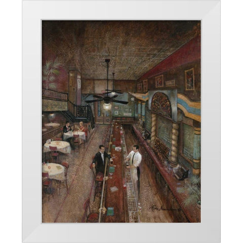 Hey Bartender White Modern Wood Framed Art Print by Manning, Ruane
