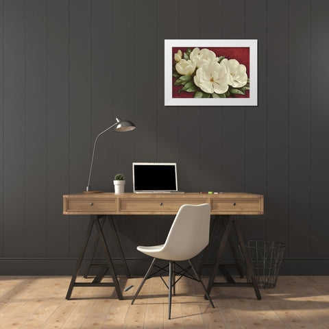 Magnolia I White Modern Wood Framed Art Print by Levashov, Igor