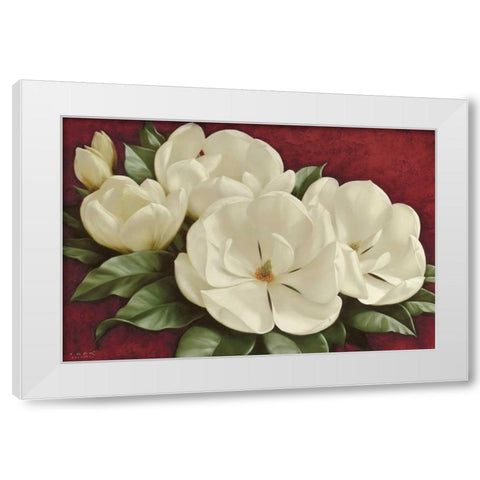 Magnolia I White Modern Wood Framed Art Print by Levashov, Igor