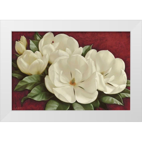 Magnolia I White Modern Wood Framed Art Print by Levashov, Igor