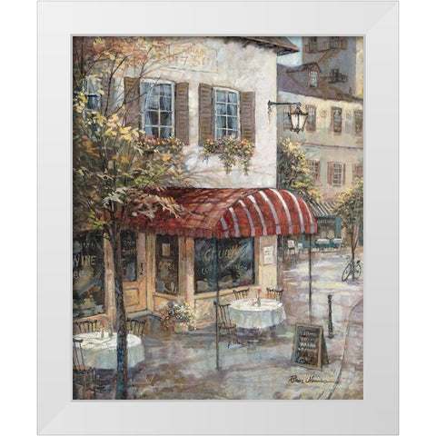 Coffee House Ambience White Modern Wood Framed Art Print by Manning, Ruane