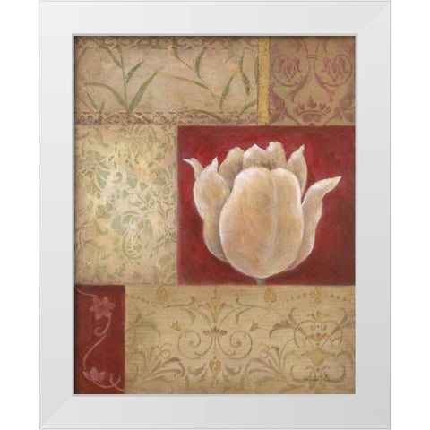 Patchwork Tulip White Modern Wood Framed Art Print by Tava Studios