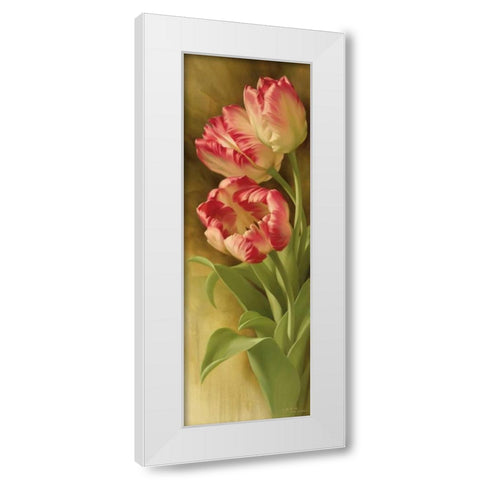 Springs Parrot Tulip I White Modern Wood Framed Art Print by Levashov, Igor