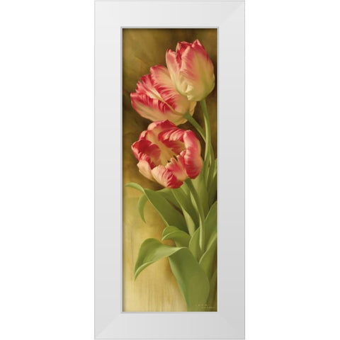 Springs Parrot Tulip I White Modern Wood Framed Art Print by Levashov, Igor