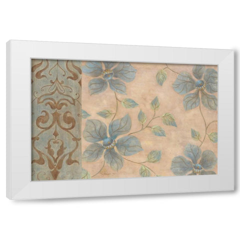 Blue Damask I White Modern Wood Framed Art Print by Tava Studios