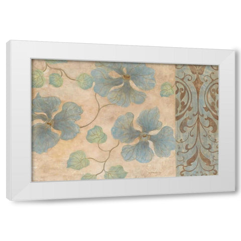 Blue Damask II White Modern Wood Framed Art Print by Tava Studios