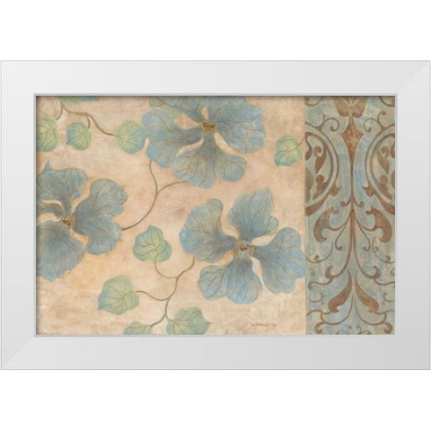 Blue Damask II White Modern Wood Framed Art Print by Tava Studios