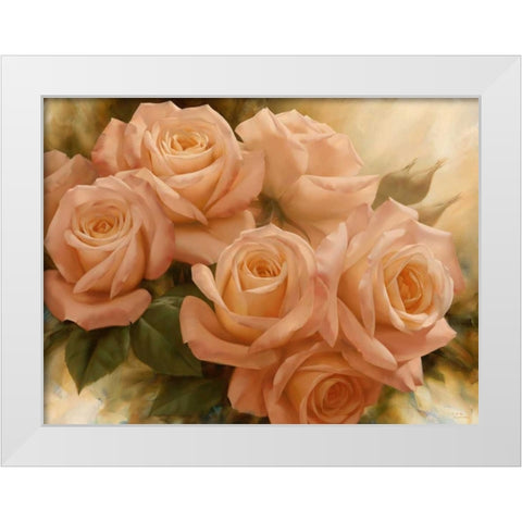 Peach Rose Splendor II White Modern Wood Framed Art Print by Levashov, Igor