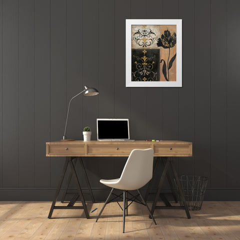 Tulip Silhouette White Modern Wood Framed Art Print by Tava Studios